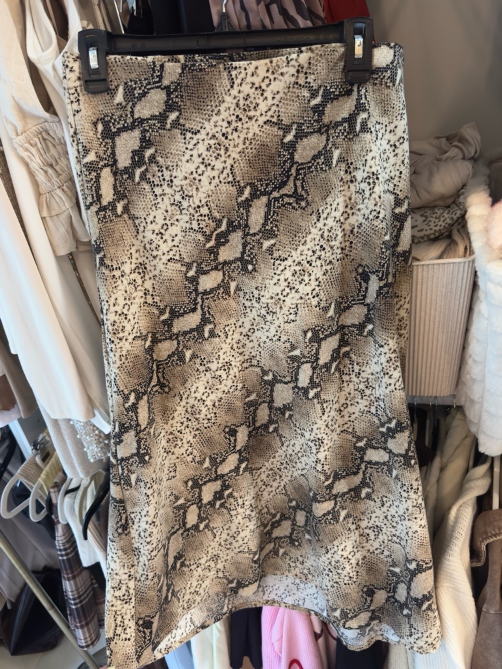 Rachel Zoe Beige and Black Snake-Print Skirt